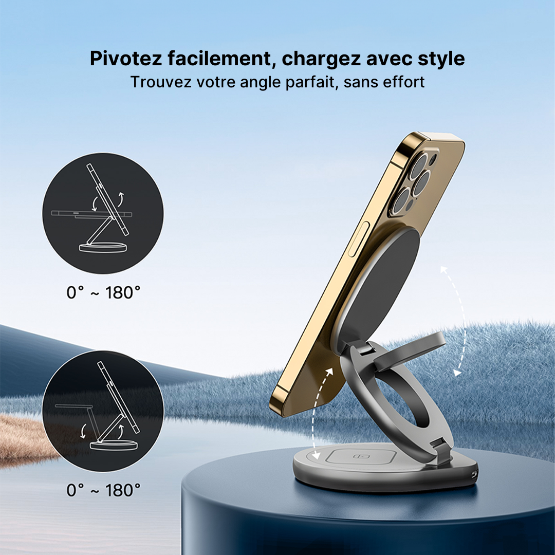 Chargeur Sans Fil Magnétique FlexCharge 3-en-1