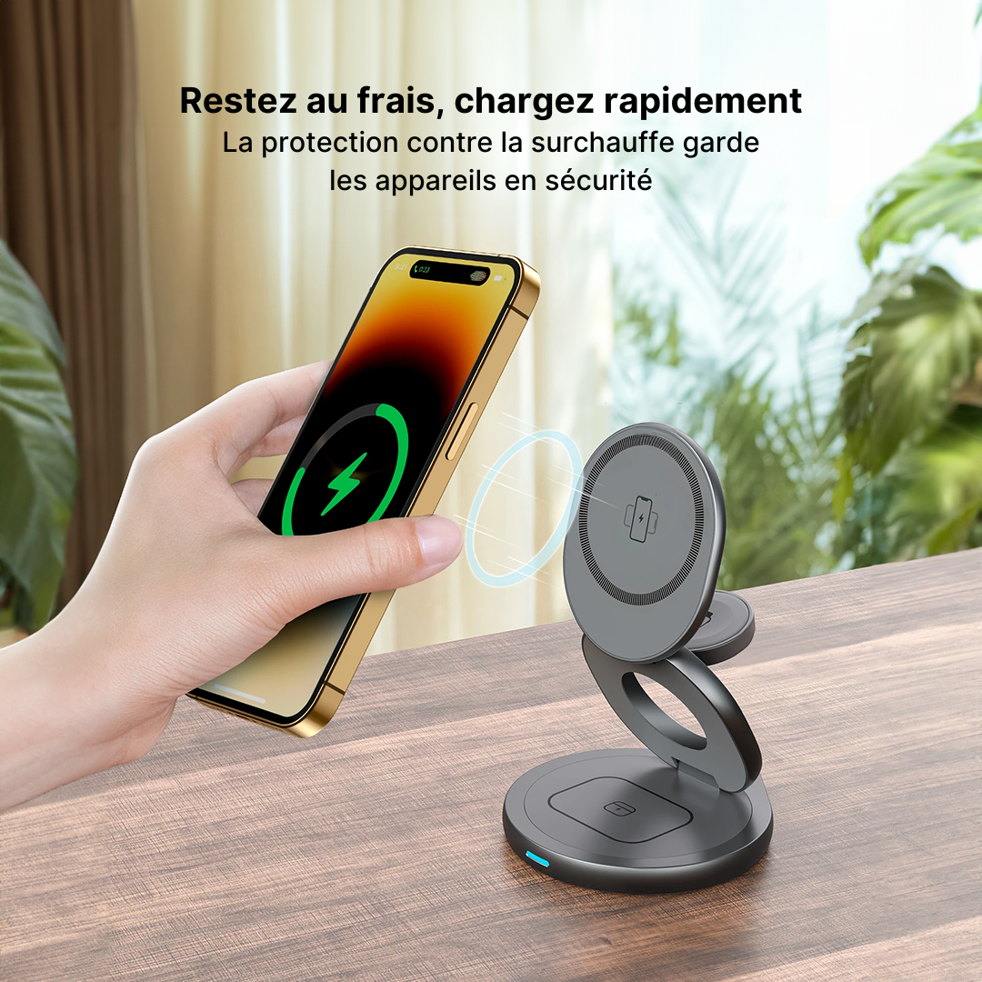 Chargeur Sans Fil Magnétique FlexCharge 3-en-1