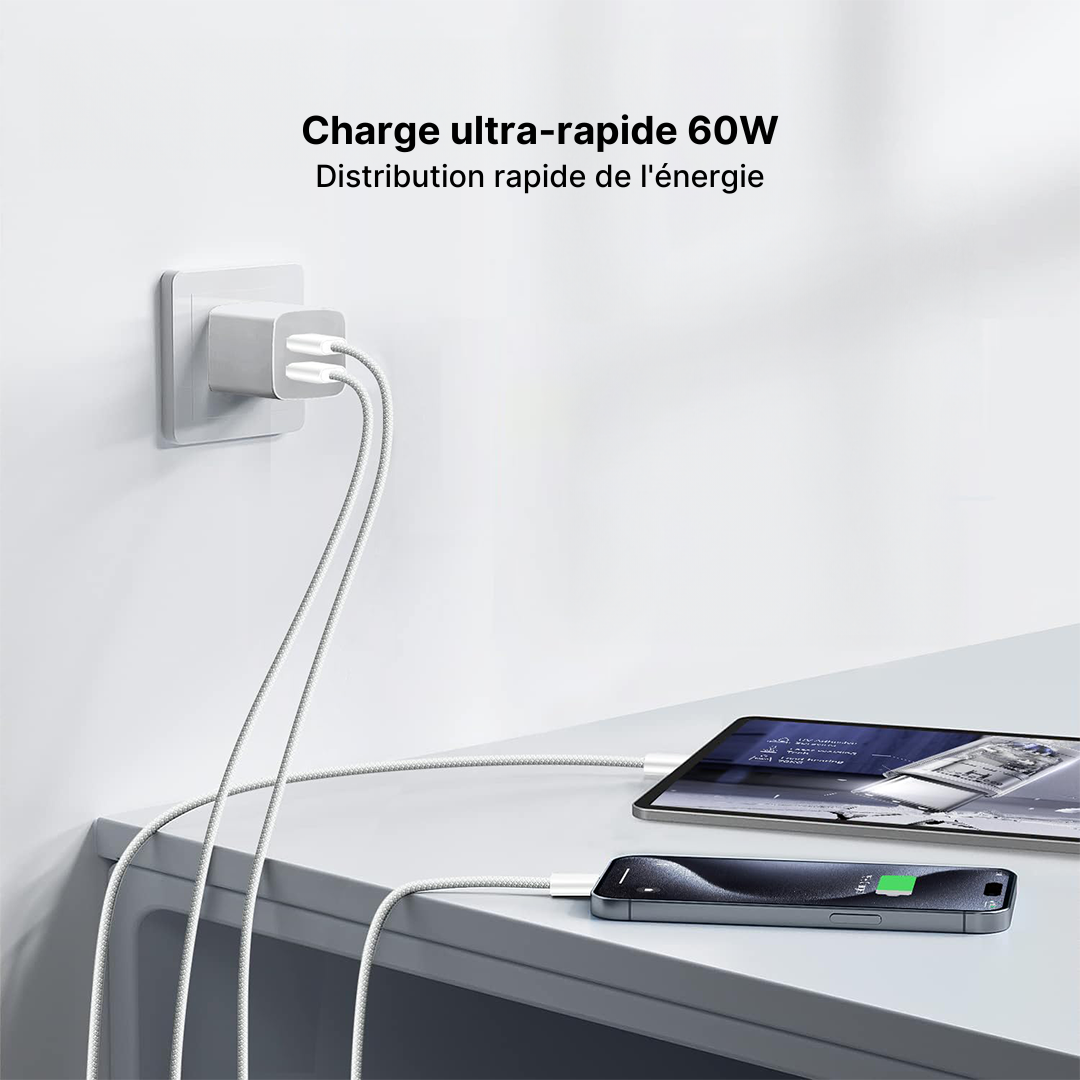 Câble Type-C vers Type-C 60W