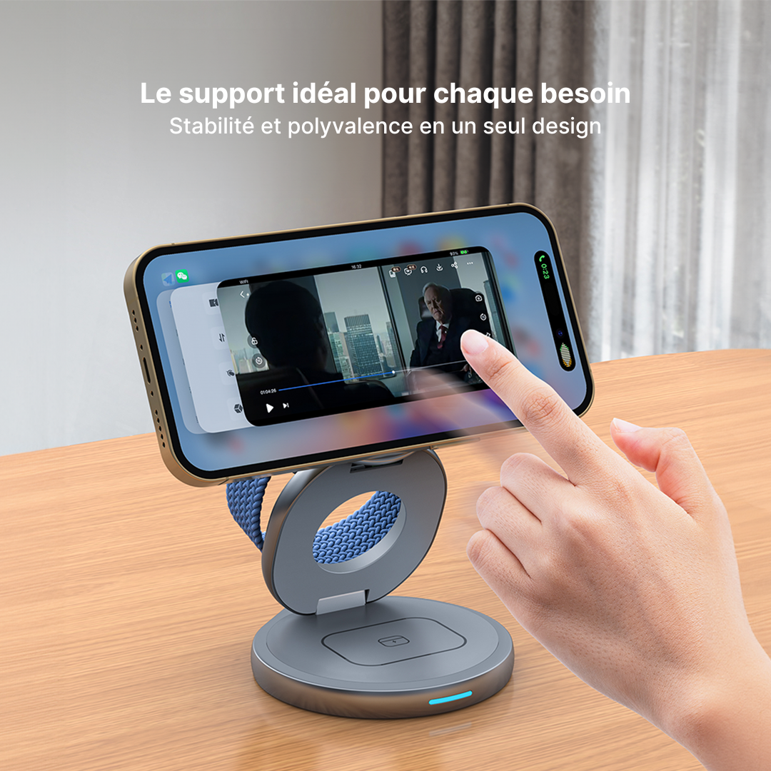 Chargeur Sans Fil Magnétique FlexCharge 3-en-1