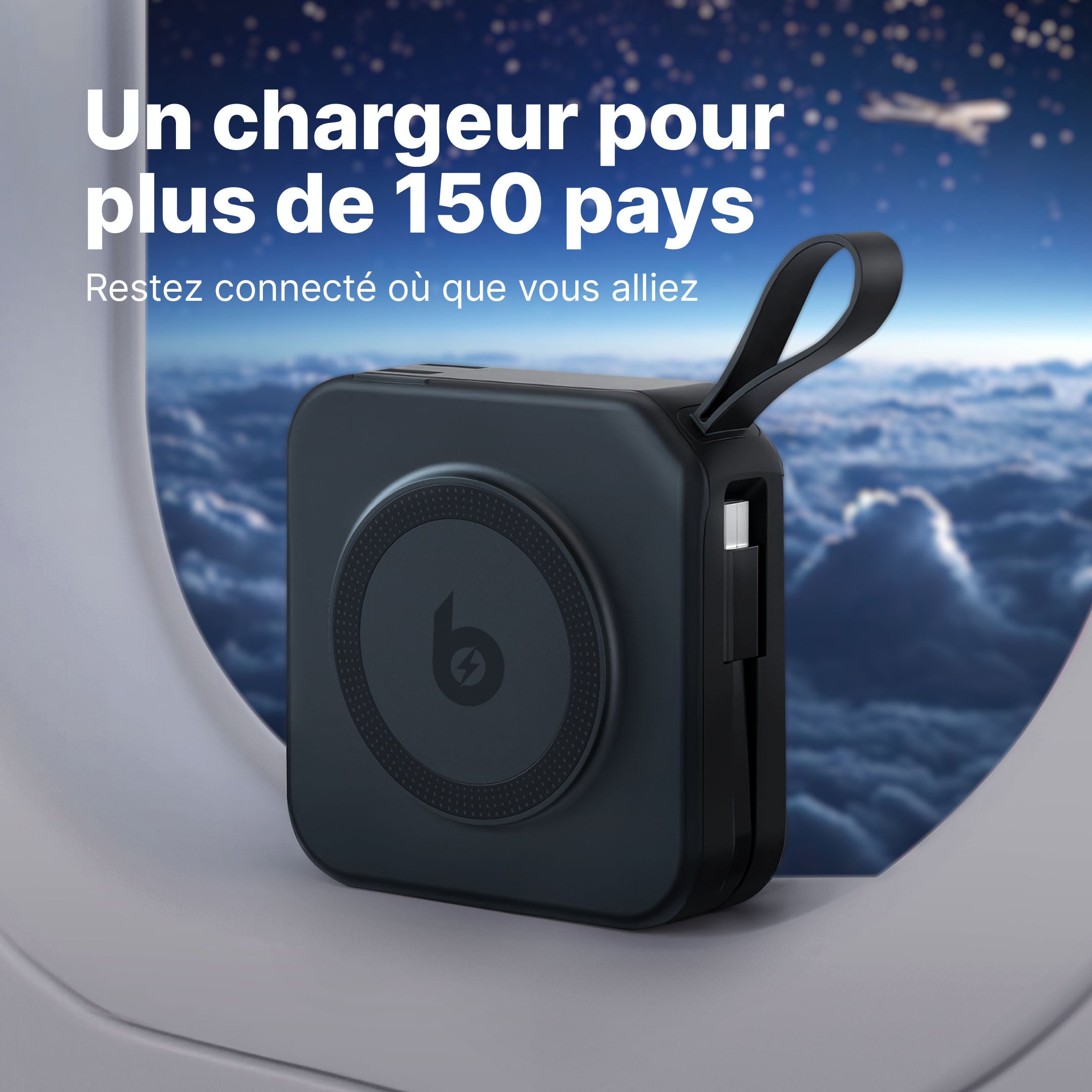 Chargeur Mural TravelBank 5-en-1 avec Station de Charge Sans Fil et Batterie Externe
