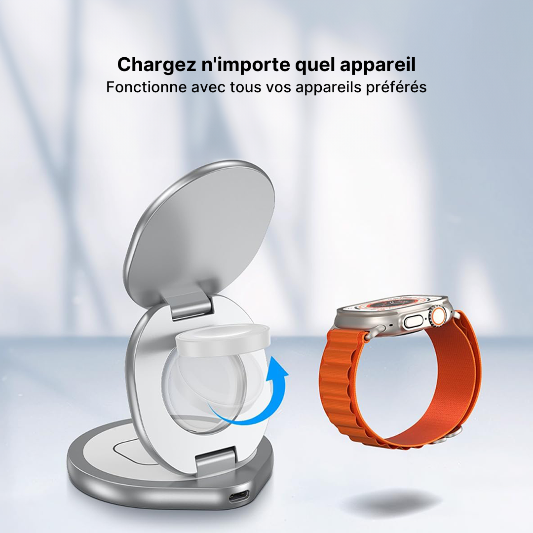Chargeur Sans Fil Magnétique FlexCharge 3-en-1