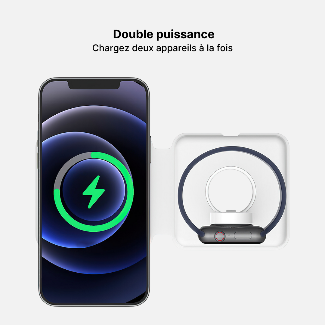 Station de Charge Sans Fil Double Pliable MagFold 2-en-1