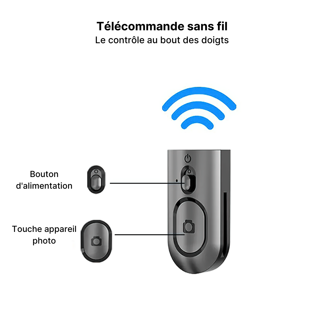 Perche à Selfie Trépied Panoramique 360° avec Télécommande pour Téléphones Mobiles