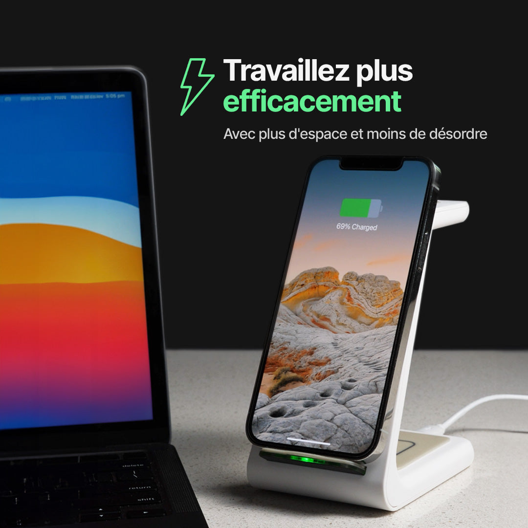 Station de Charge Sans Fil 3 en 1, Apple, Samsung, Watch, AirPods