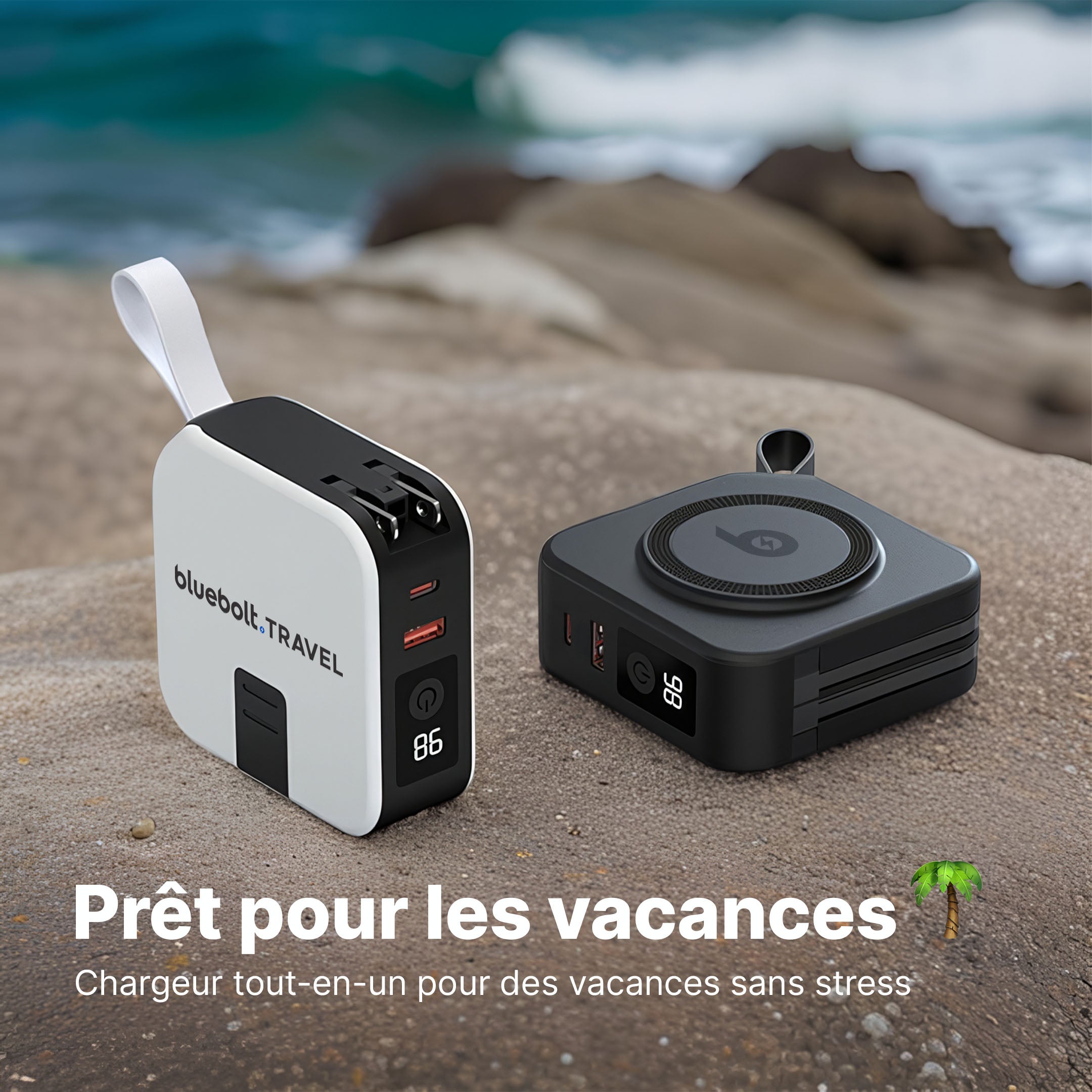 Chargeur Mural TravelBank 5-en-1 avec Station de Charge Sans Fil et Batterie Externe