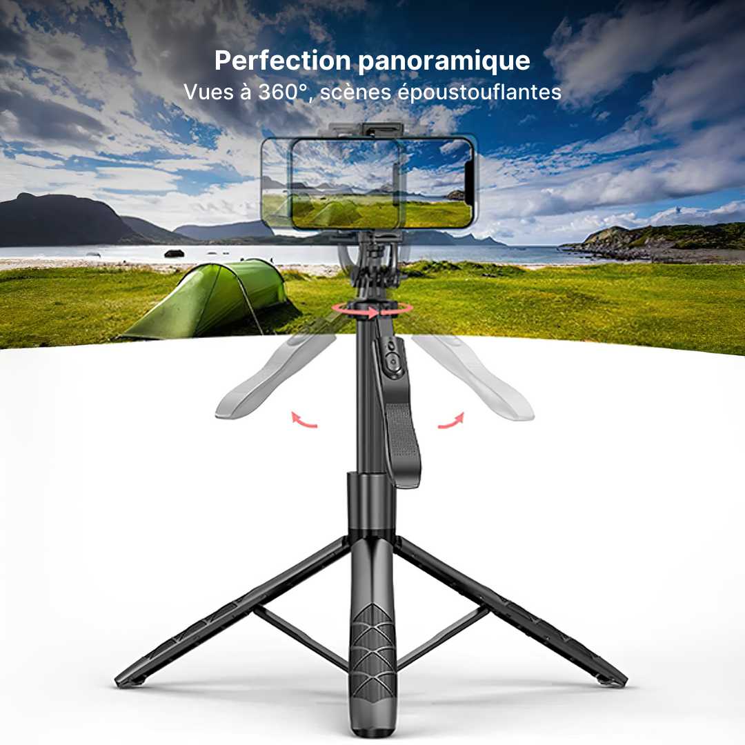 Perche à Selfie Trépied Panoramique 360° avec Télécommande pour Téléphones Mobiles
