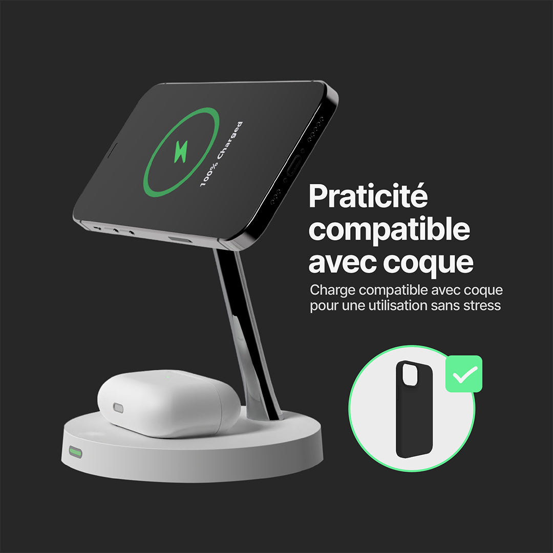 Station de Charge Sans Fil 2 en 1