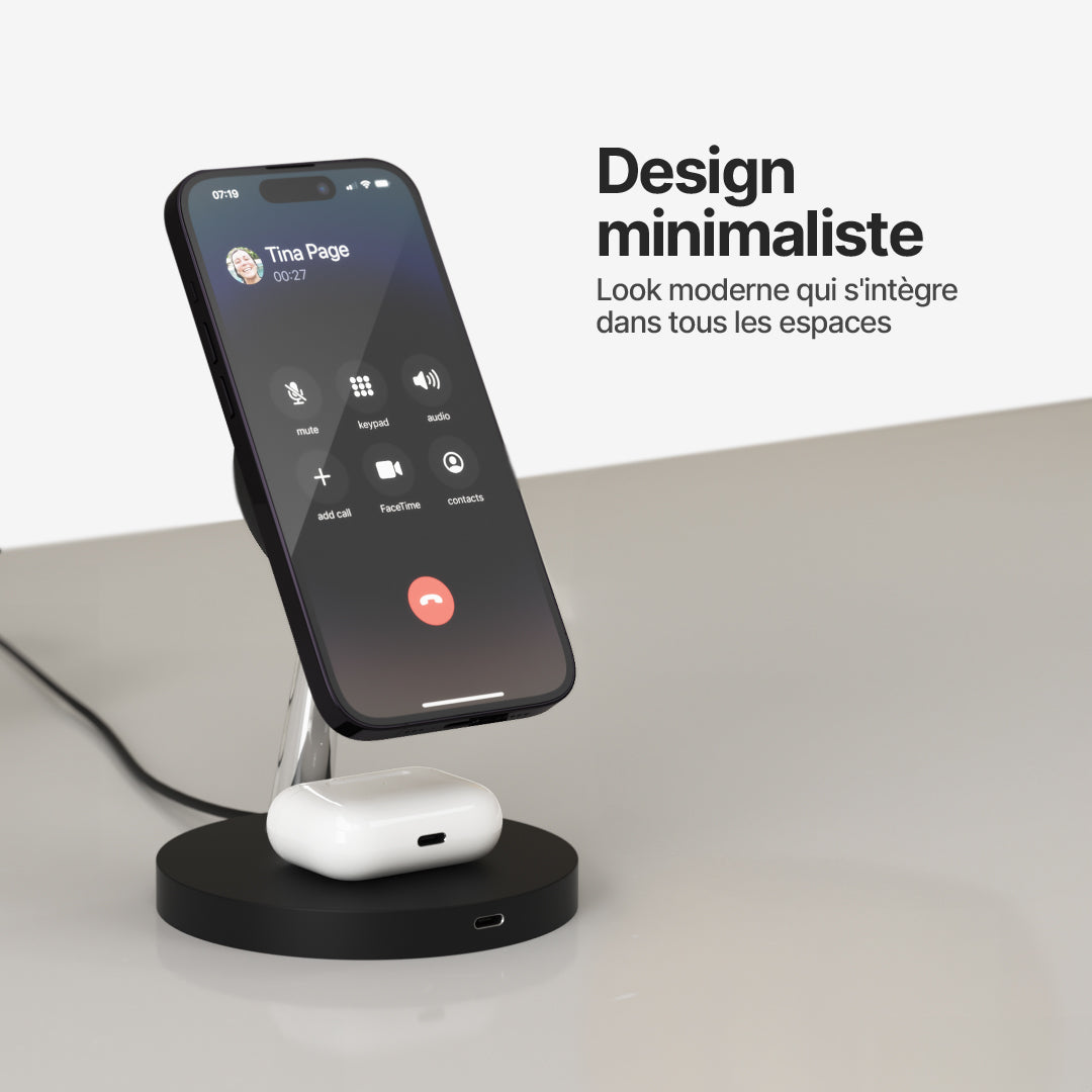 Station de Charge Sans Fil 2 en 1