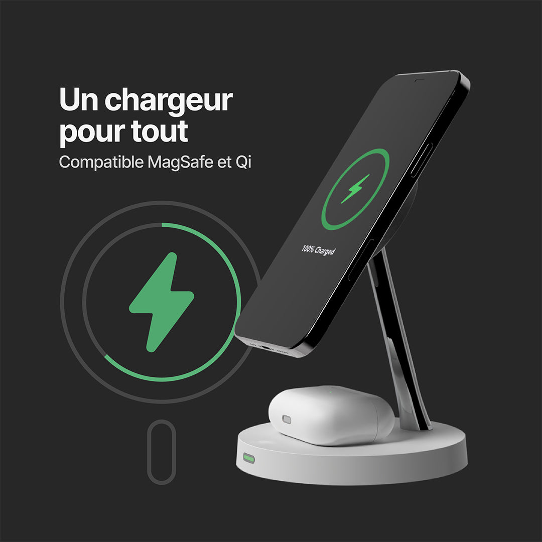 Station de Charge Sans Fil 2 en 1
