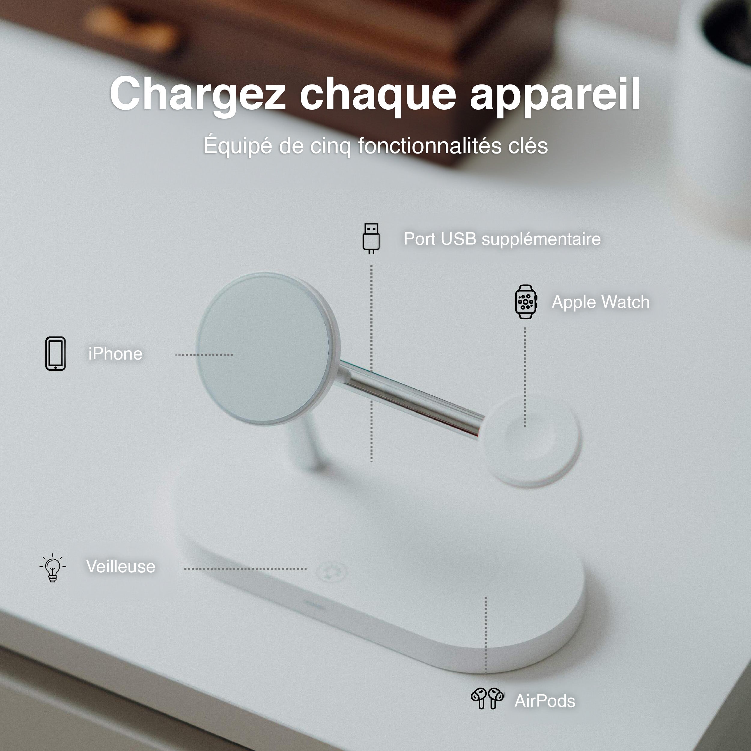 Station de Charge Sans Fil MagSafe 4-en-1