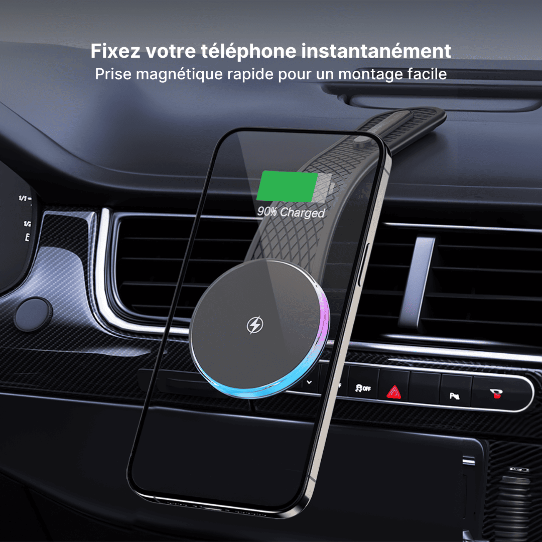 Chargeur Voiture RGB Magnétique Sans Fil Flexible pour Téléphone
