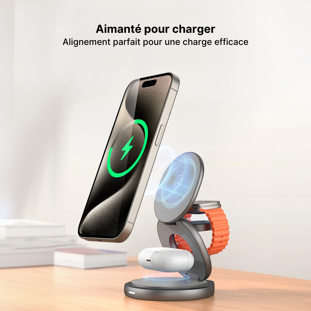 Chargeur Sans Fil Magnétique FlexCharge 3-en-1