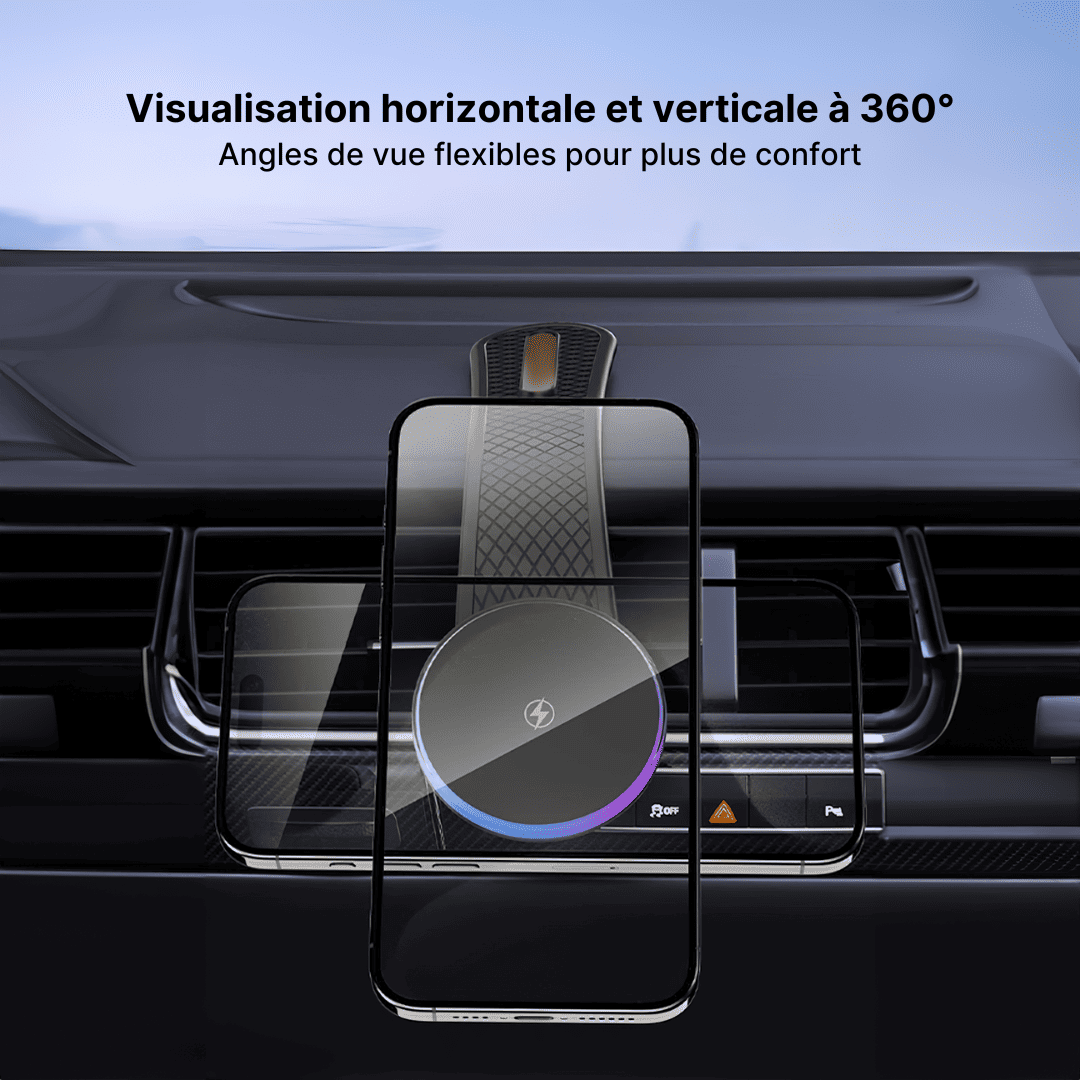 Chargeur Voiture RGB Magnétique Sans Fil Flexible pour Téléphone