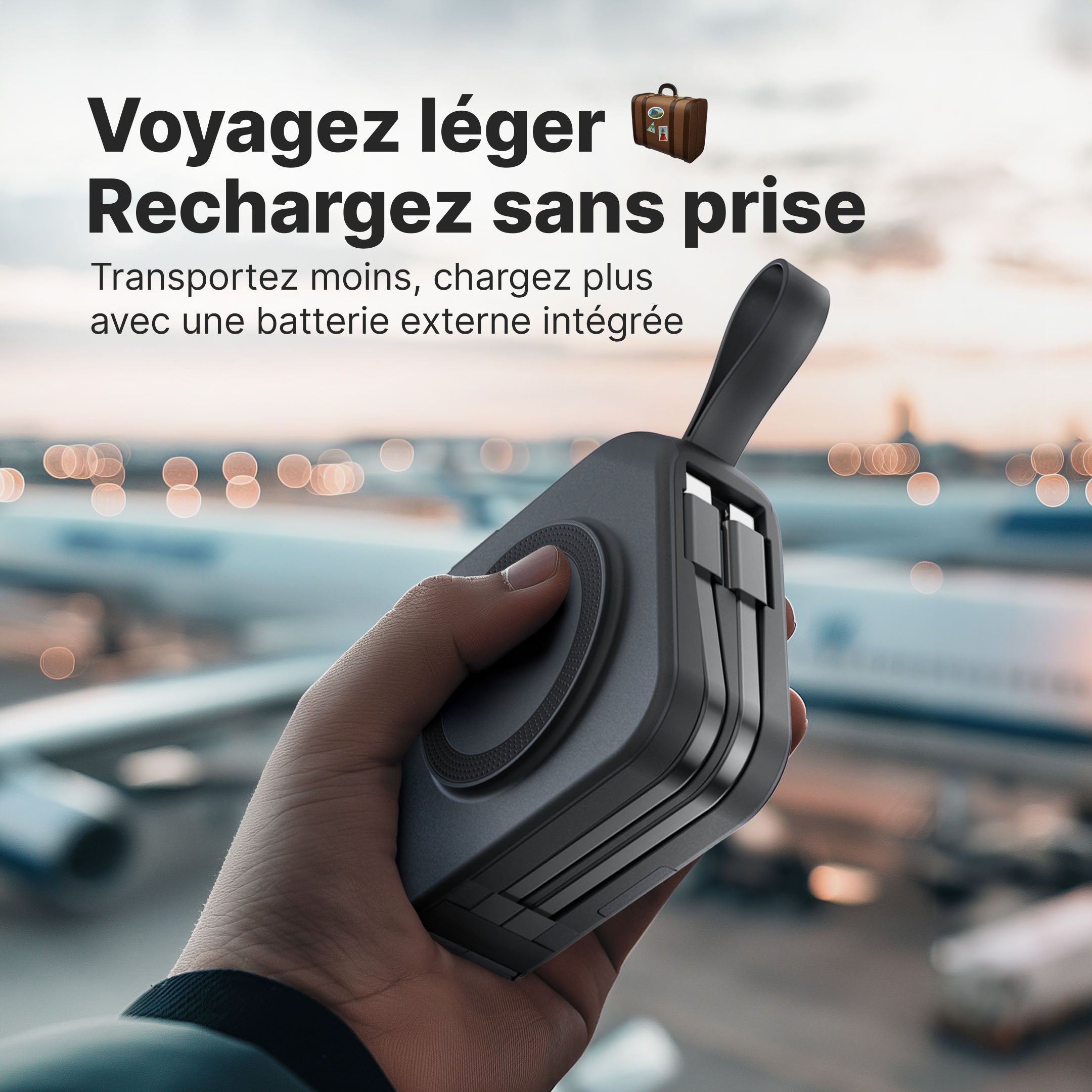 Chargeur Mural TravelBank 5-en-1 avec Station de Charge Sans Fil et Batterie Externe
