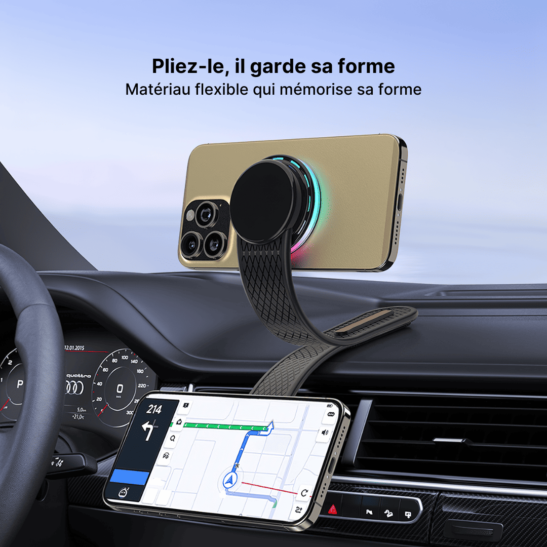 Chargeur Voiture RGB Magnétique Sans Fil Flexible pour Téléphone