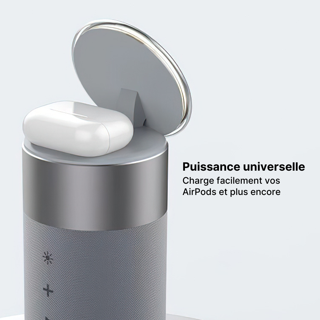 Hub de Charge Sans Fil 3-en-1, Enceinte Bluetooth et Veilleuse
