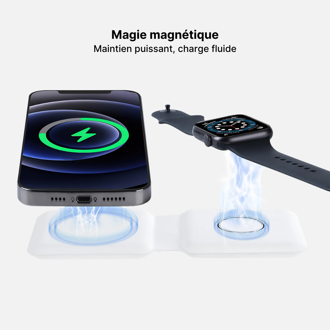 Station de Charge Sans Fil Double Pliable MagFold 2-en-1