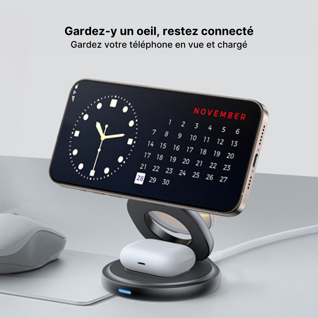 Chargeur Sans Fil Magnétique FlexCharge 3-en-1