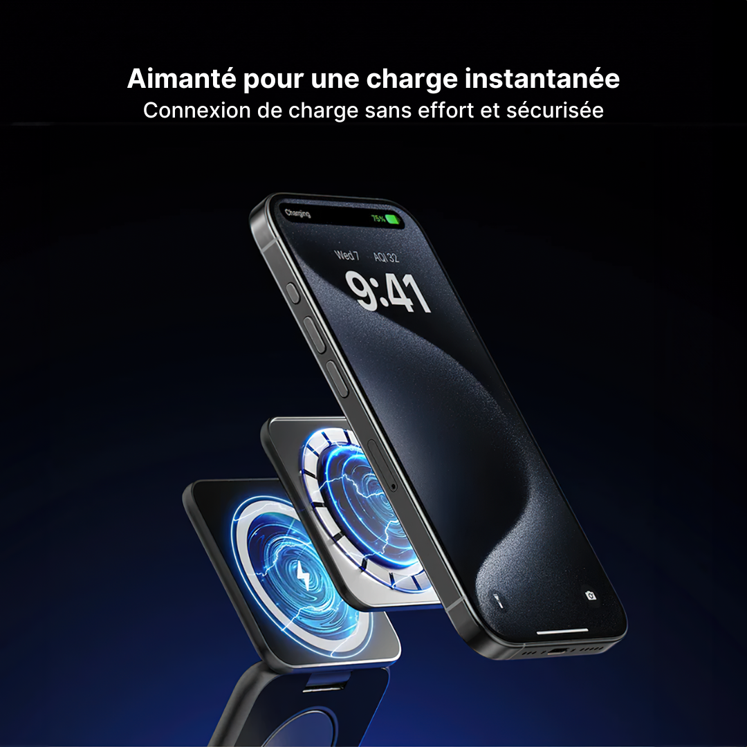 Station de Charge Sans Fil Pliable Trio 3-en-1