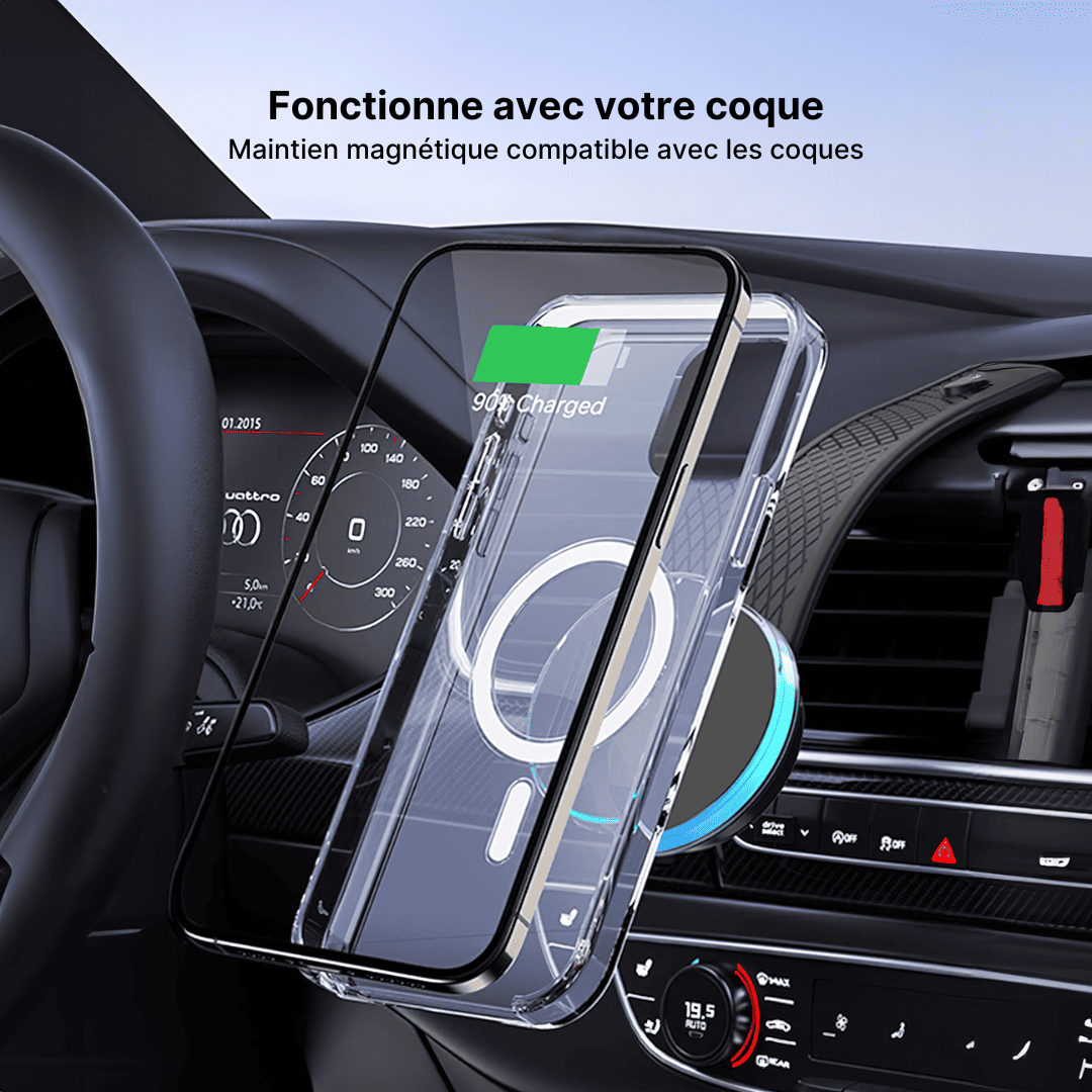 Chargeur Voiture RGB Magnétique Sans Fil Flexible pour Téléphone