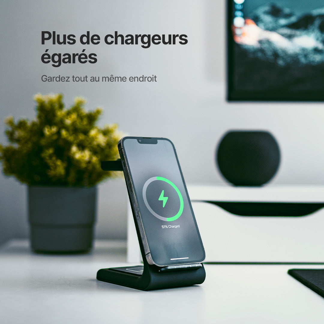Station de Charge Sans Fil 3 en 1, Apple, Samsung, Watch, AirPods