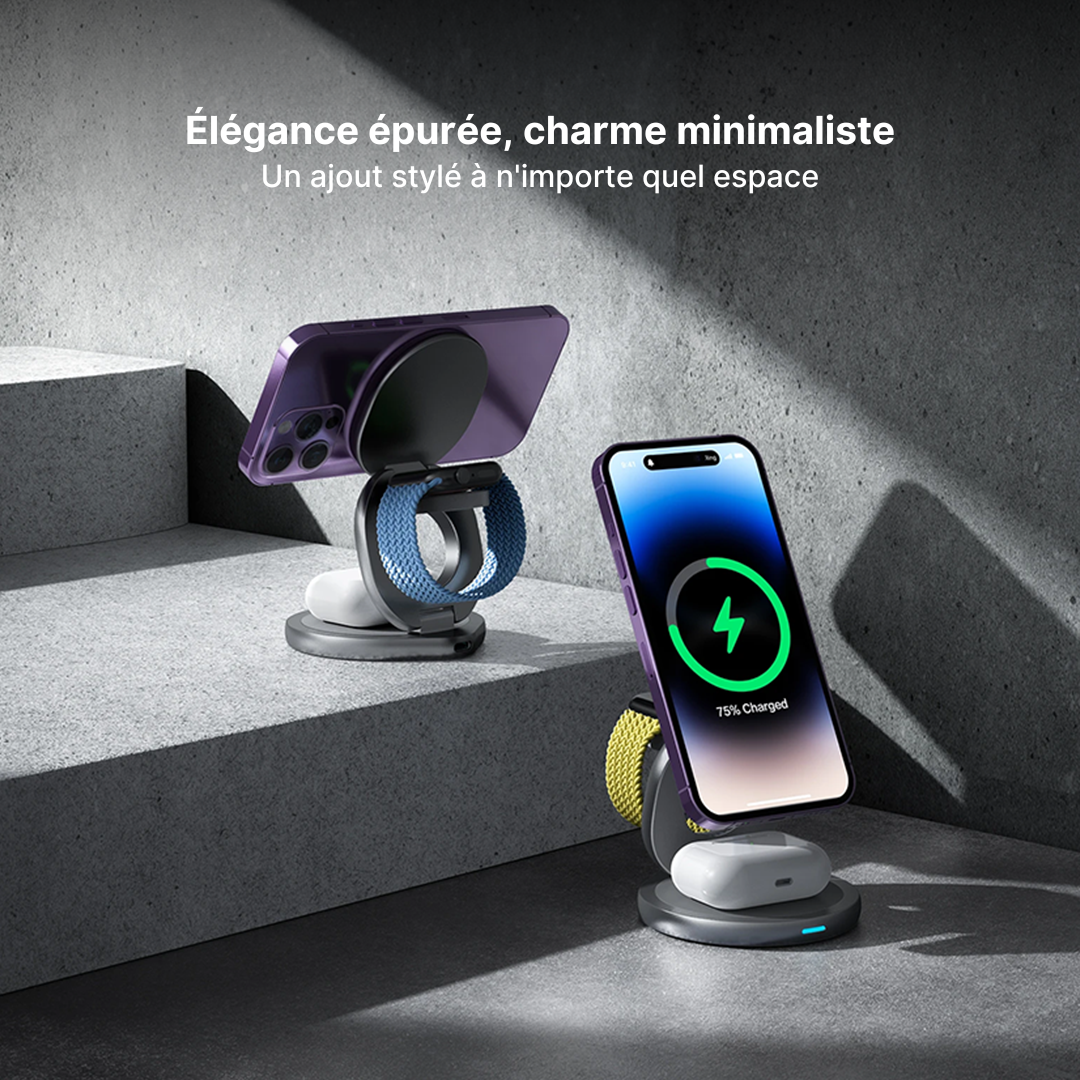 Chargeur Sans Fil Magnétique FlexCharge 3-en-1