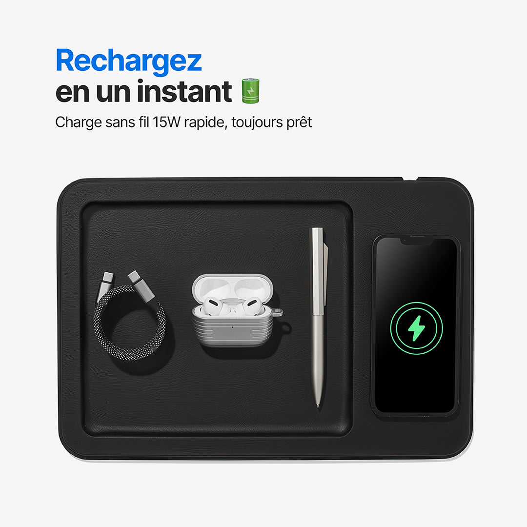 AuraHub Chargeur sans fil pour iPhone et Organisateur