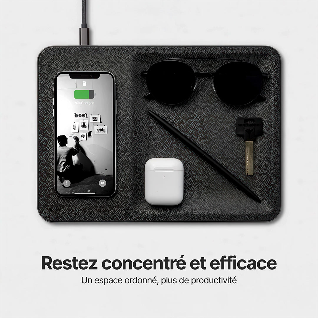 AuraHub Chargeur sans fil pour iPhone et Organisateur