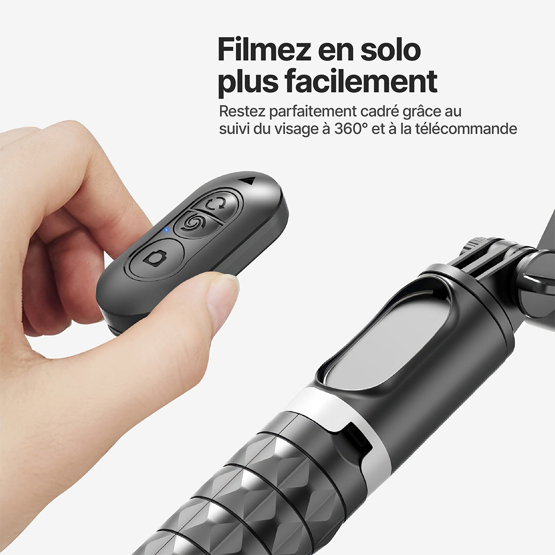 Trépied AutoFocus pour Créateurs (360°, suivi du visage, perche à selfie, éclairage, télécommande sans fil)