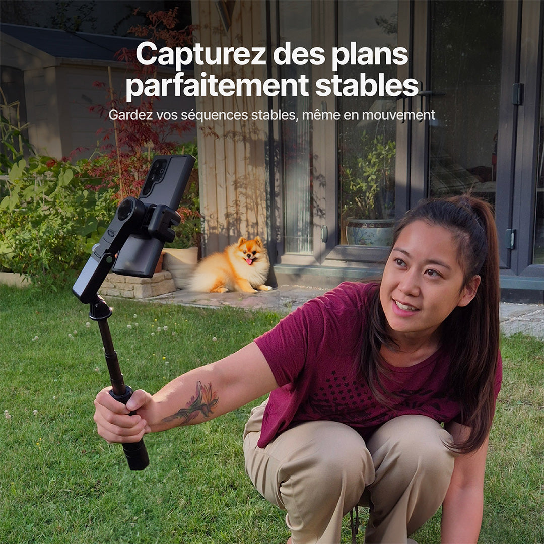 Trépied AutoFocus pour Créateurs (360°, suivi du visage, perche à selfie, éclairage, télécommande sans fil)