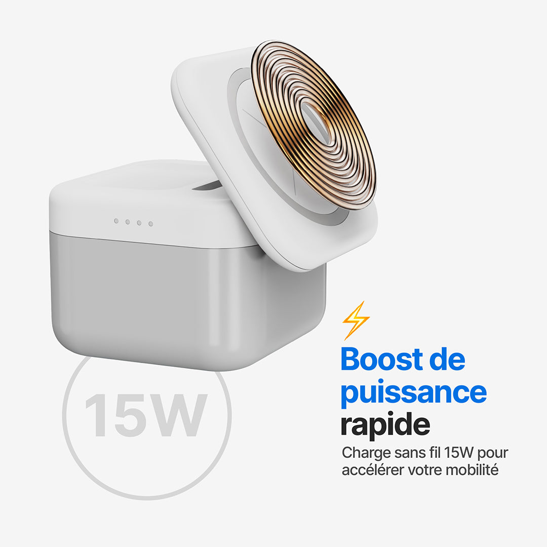 Station de Charge Sans Fil Magnétique CubeMag 3-en-1 pour Apple et Android