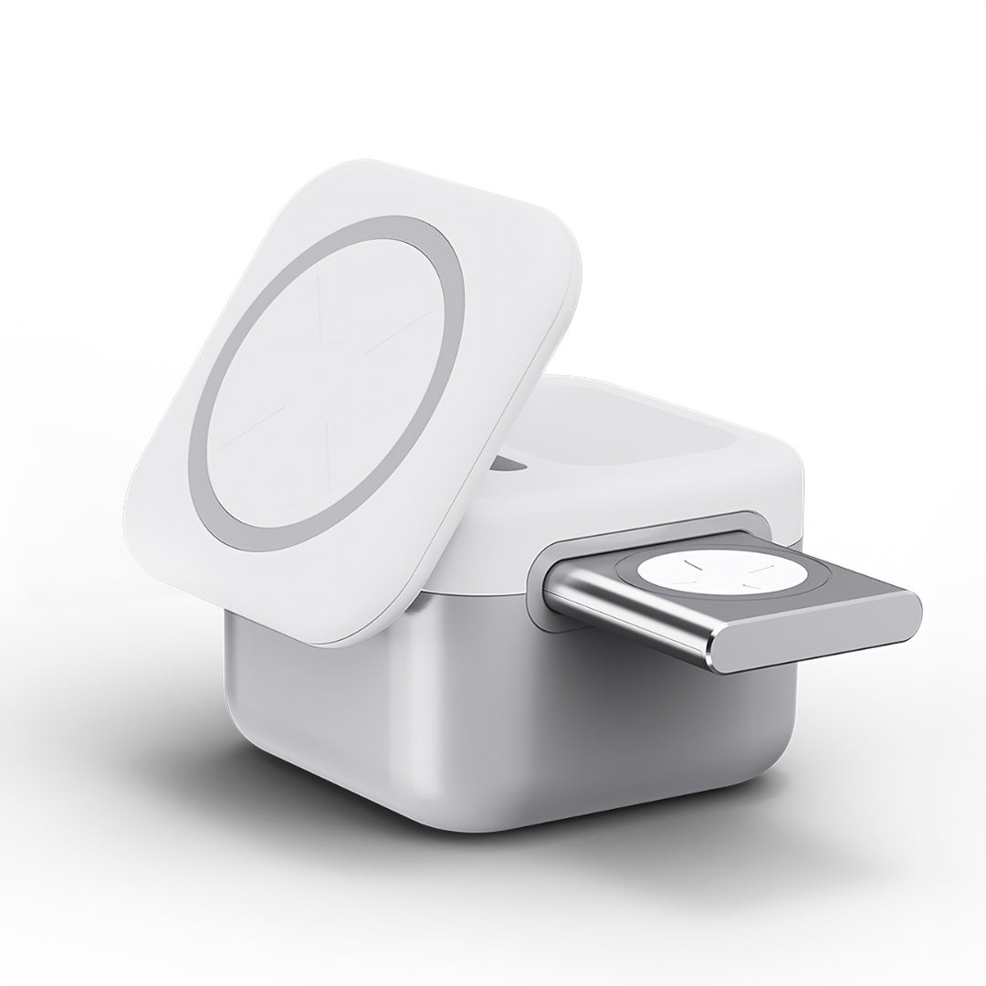 Station de Charge Sans Fil Magnétique CubeMag 3-en-1 pour Apple et Android
