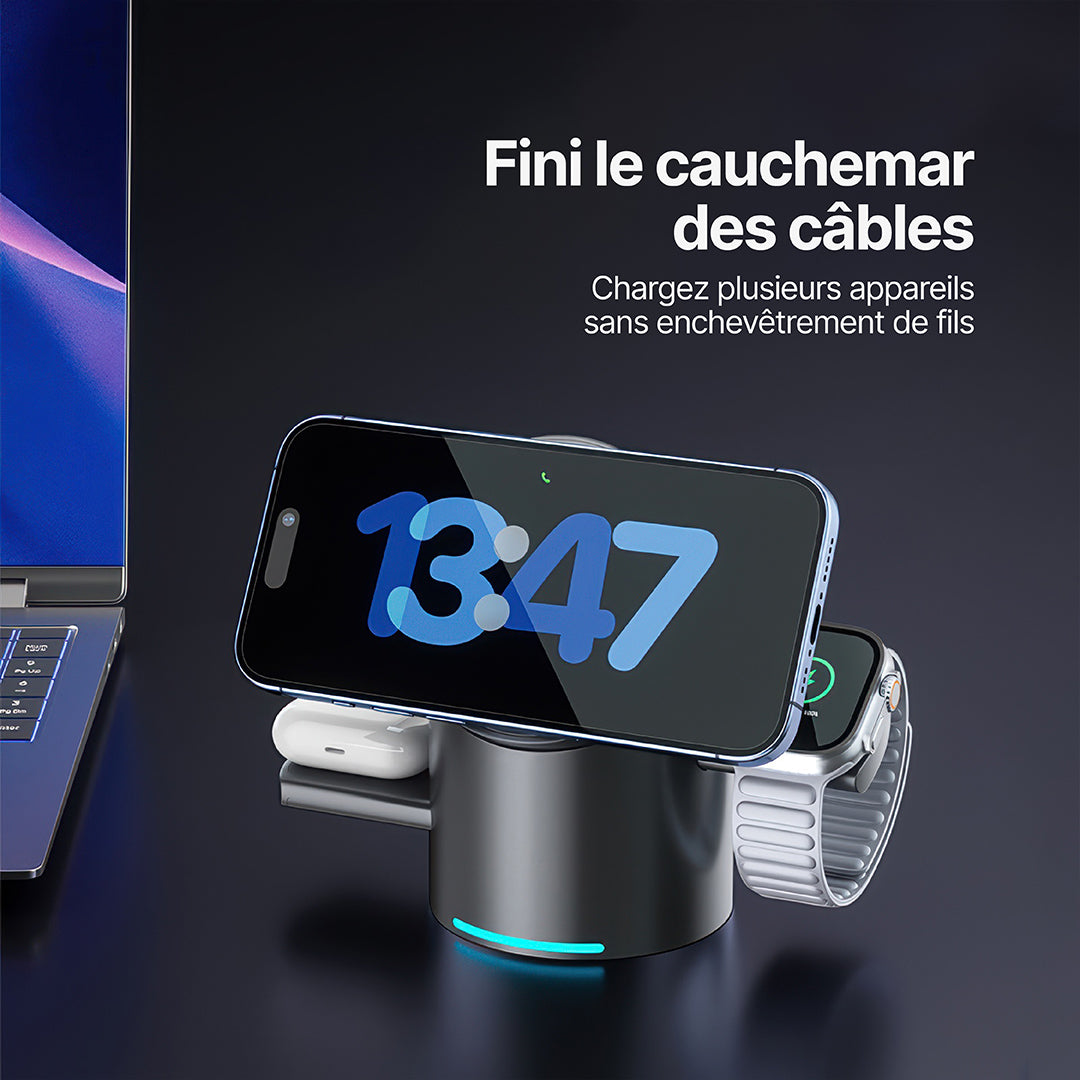 Halo MagSafe Station de charge sans fil 3-en-1 Qi2
