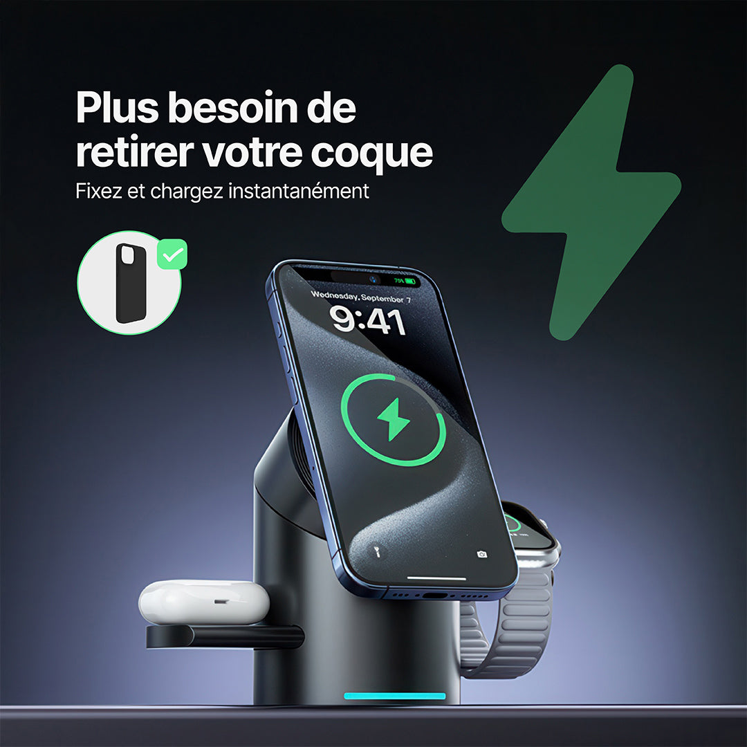 Halo MagSafe Station de charge sans fil 3-en-1 Qi2