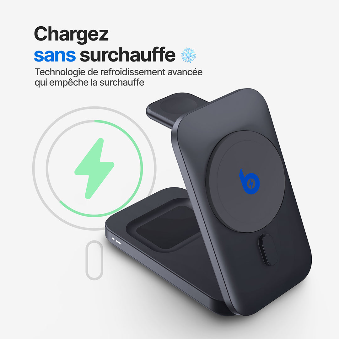 Station de Charge Sans Fil MagFlo 3 en 1 Qi2