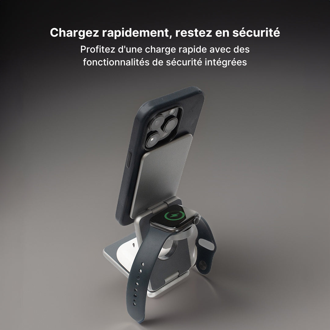 Support de Charge Sans Fil en Aluminium MagFold Pro 3-en-1