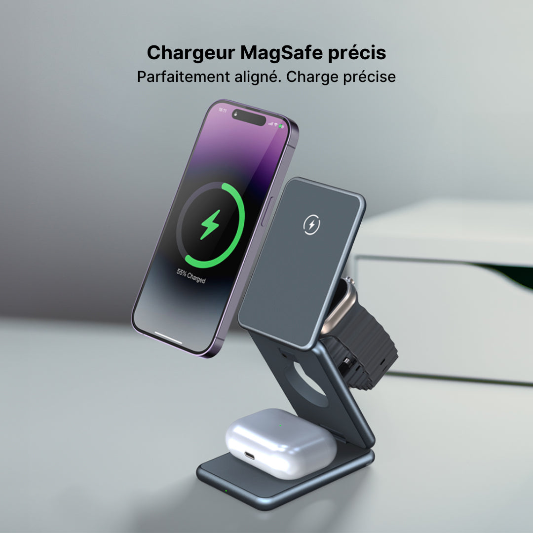 Support de Charge Sans Fil en Aluminium MagFold Pro 3-en-1