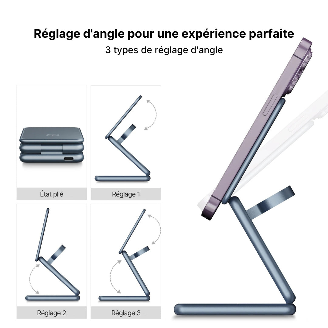 Support de Charge Sans Fil en Aluminium MagFold Pro 3-en-1