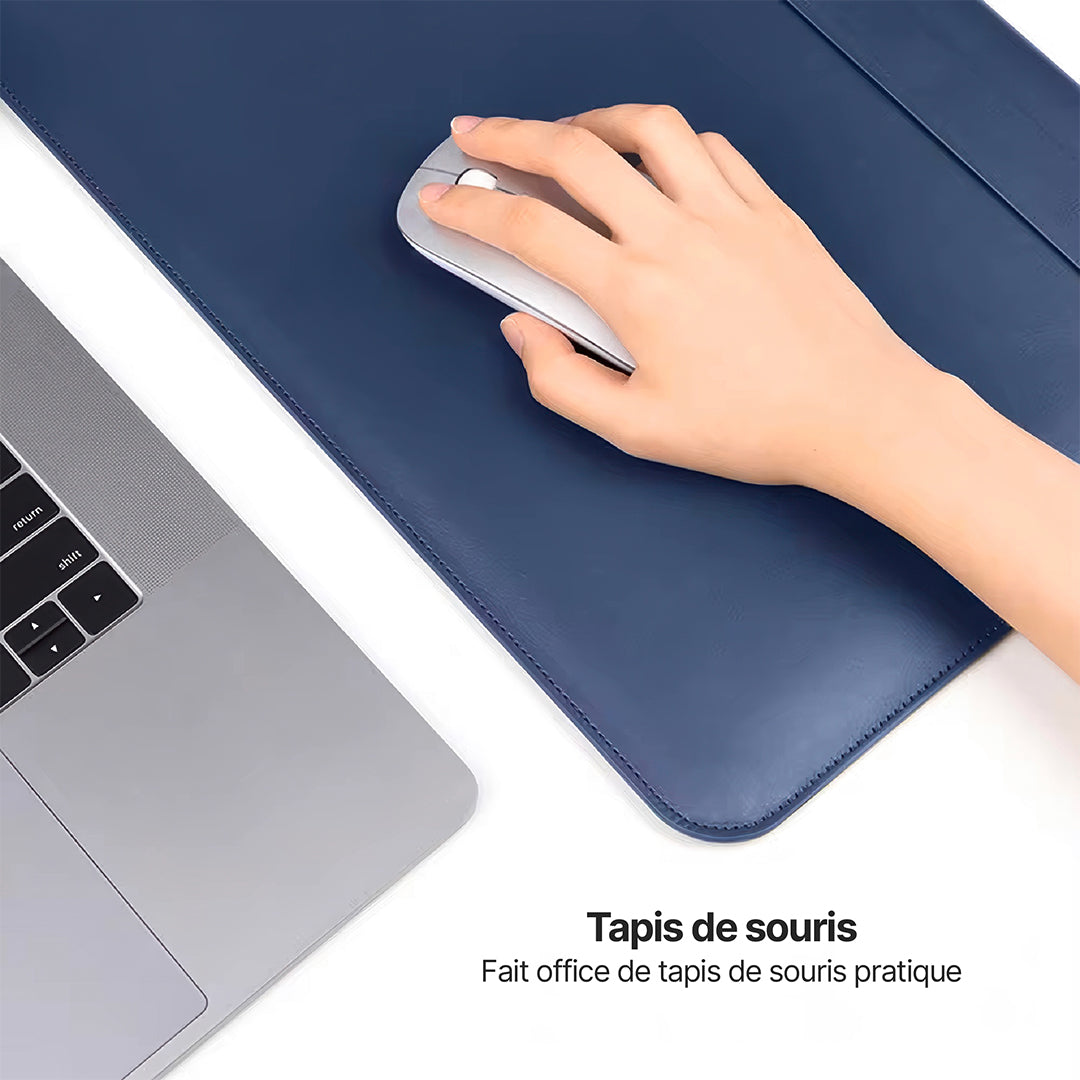 Housse MacBook en Cuir PU avec Rabat Magnétique et Tapis de Souris