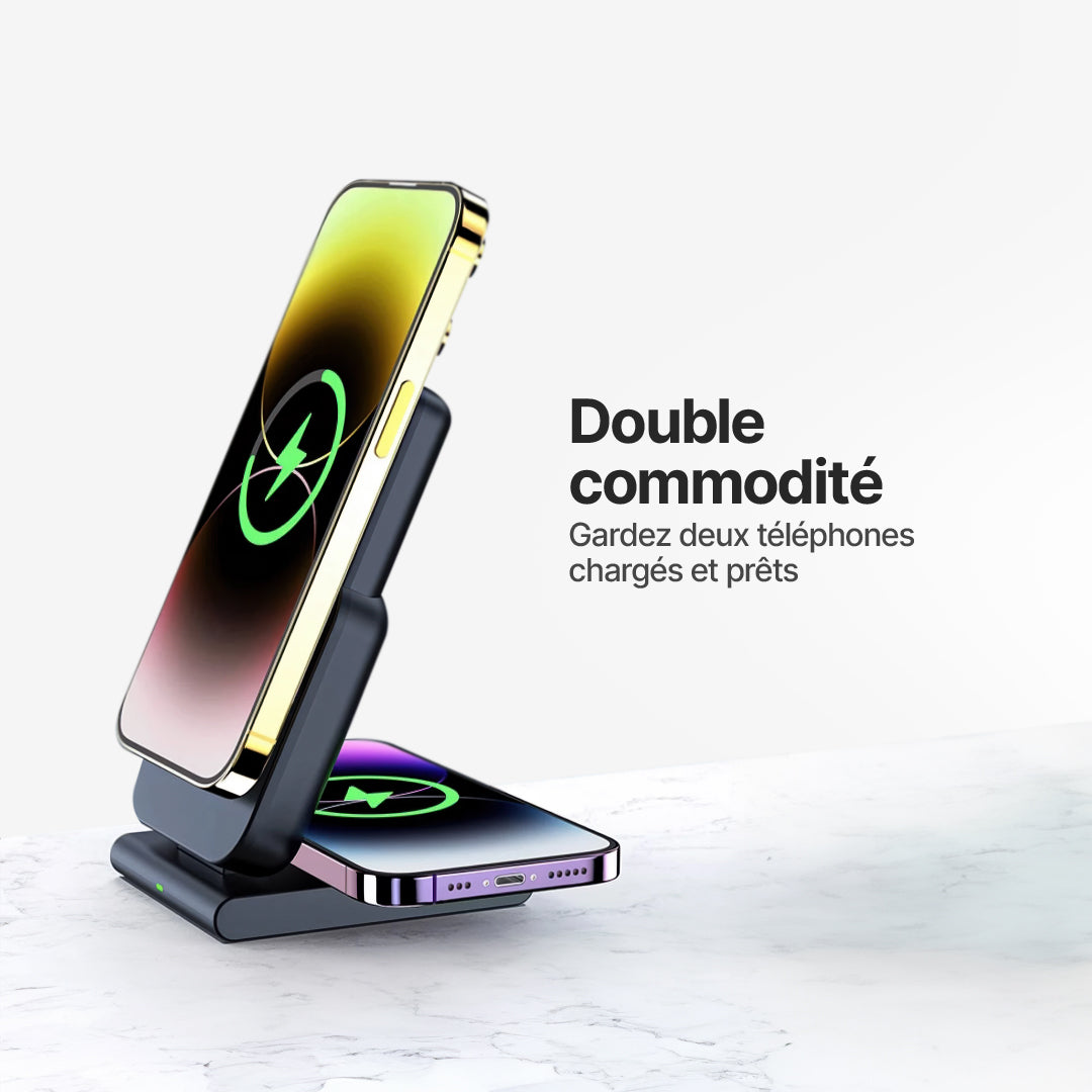 Chargeur Sans Fil Magnétique PowerMag 3-en-1 avec Support