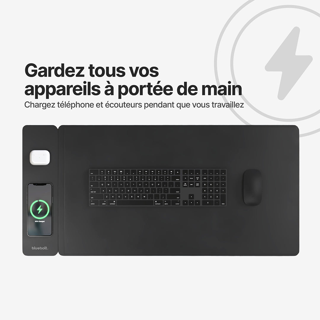 Tapis de Bureau avec Chargement Sans Fil PowerMat Pro DUO