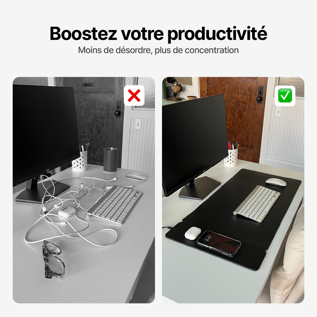 Tapis de Bureau avec Chargement Sans Fil PowerMat Pro DUO