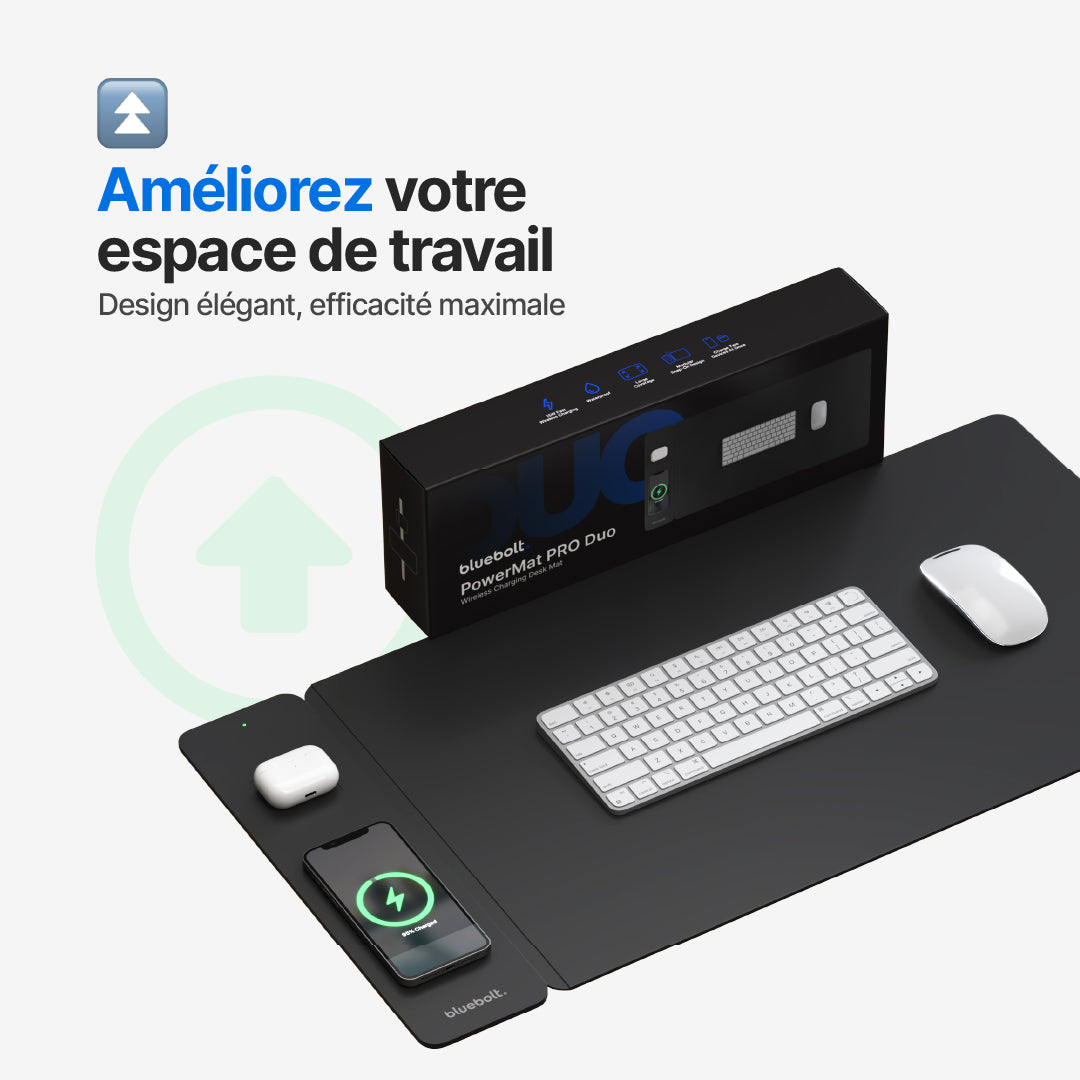 Tapis de Bureau avec Chargement Sans Fil PowerMat Pro DUO