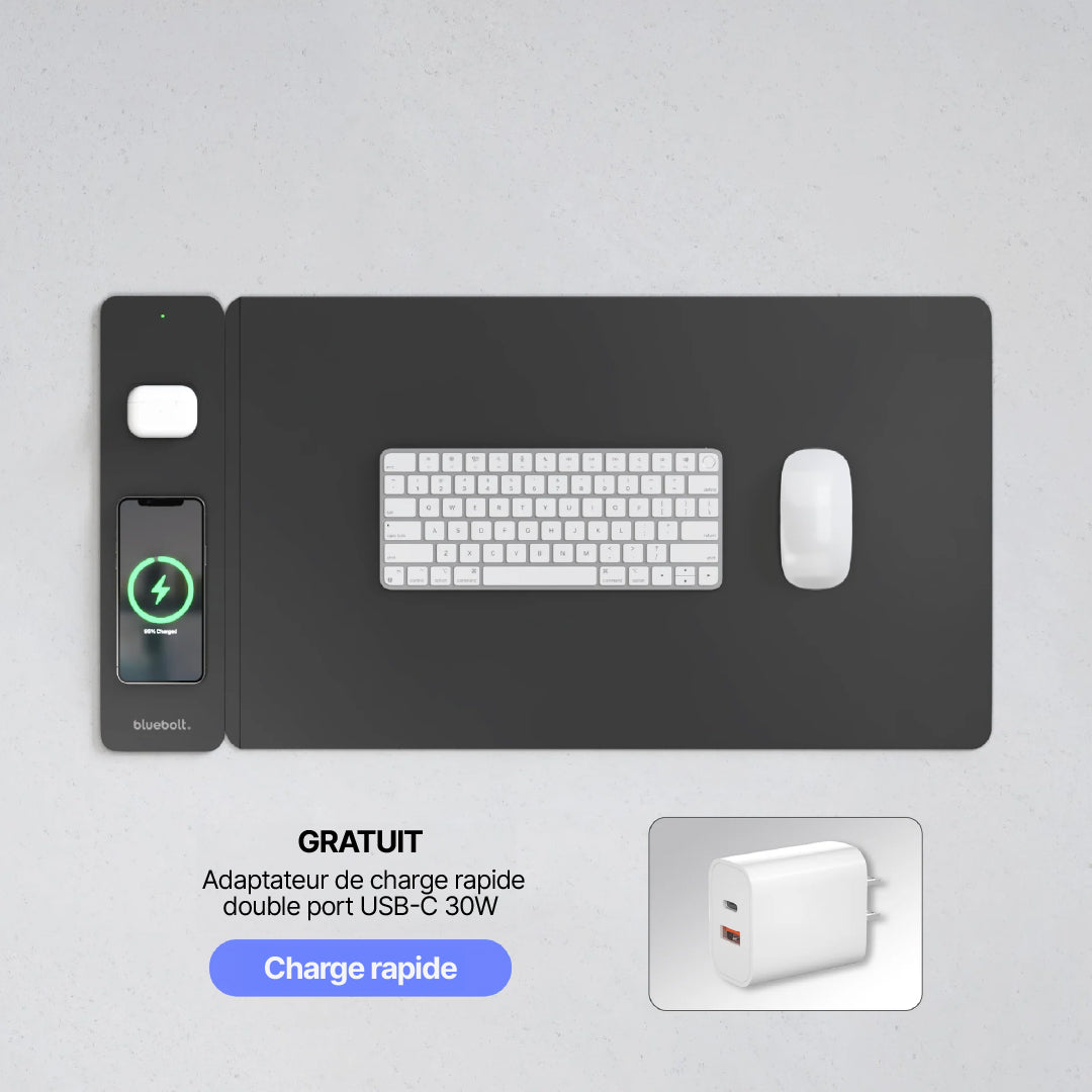 Tapis de Bureau avec Chargement Sans Fil PowerMat Pro DUO