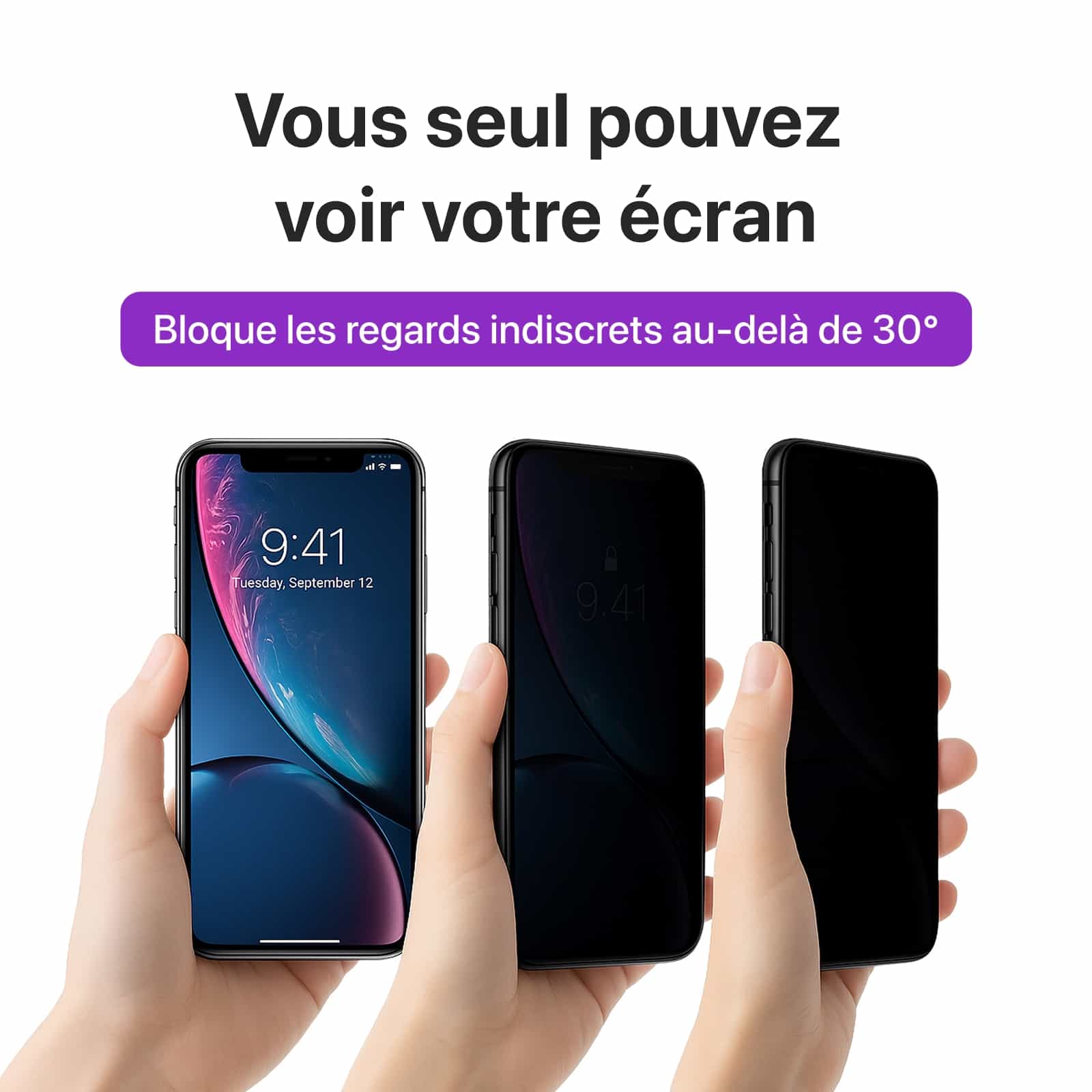 Protection d’écran confidentialité en verre trempé pour iPhone