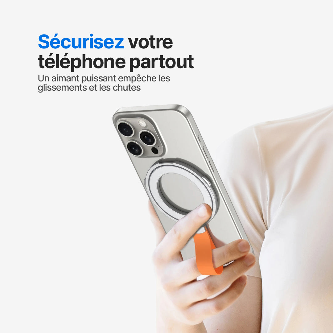 Support Magnétique Rotatif pour Téléphone avec Anneau Pliable