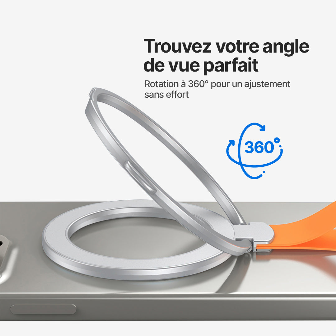 Support Magnétique Rotatif pour Téléphone avec Anneau Pliable