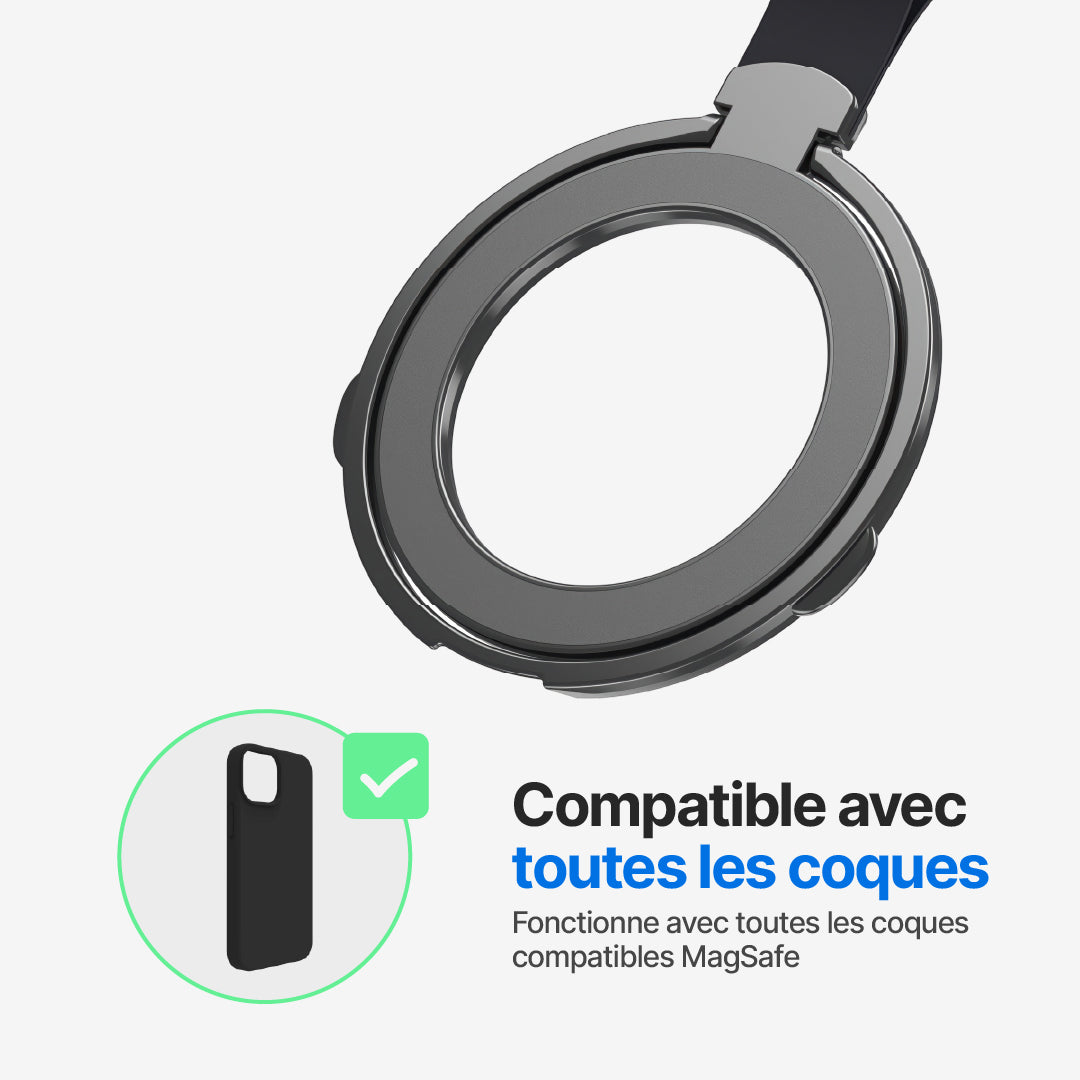 Support Magnétique Rotatif pour Téléphone avec Anneau Pliable