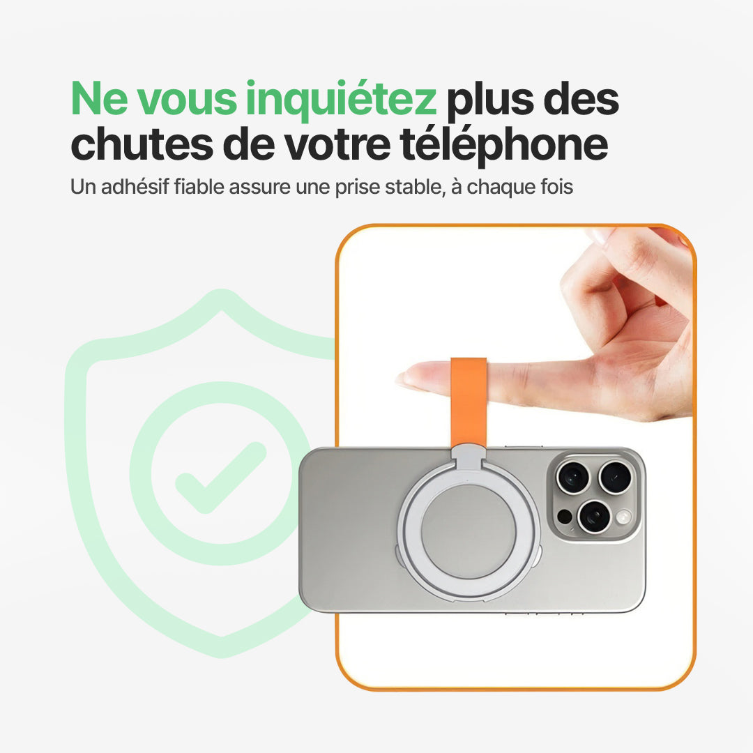 Support Magnétique Rotatif pour Téléphone avec Anneau Pliable